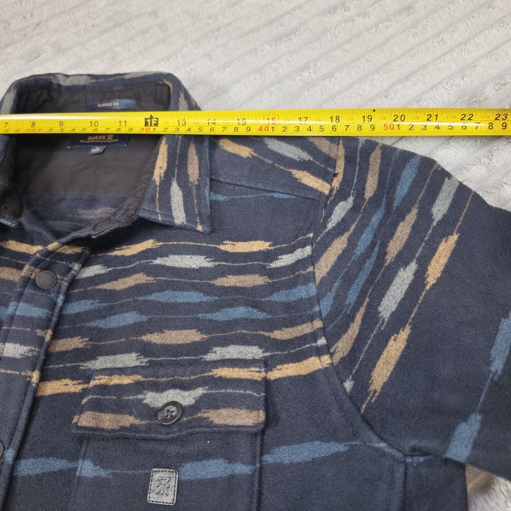 Roark Andes Heavyweight Flannel Shirt Jacket Men's Large Navy Sosho Snaps - Picture 5 of 12